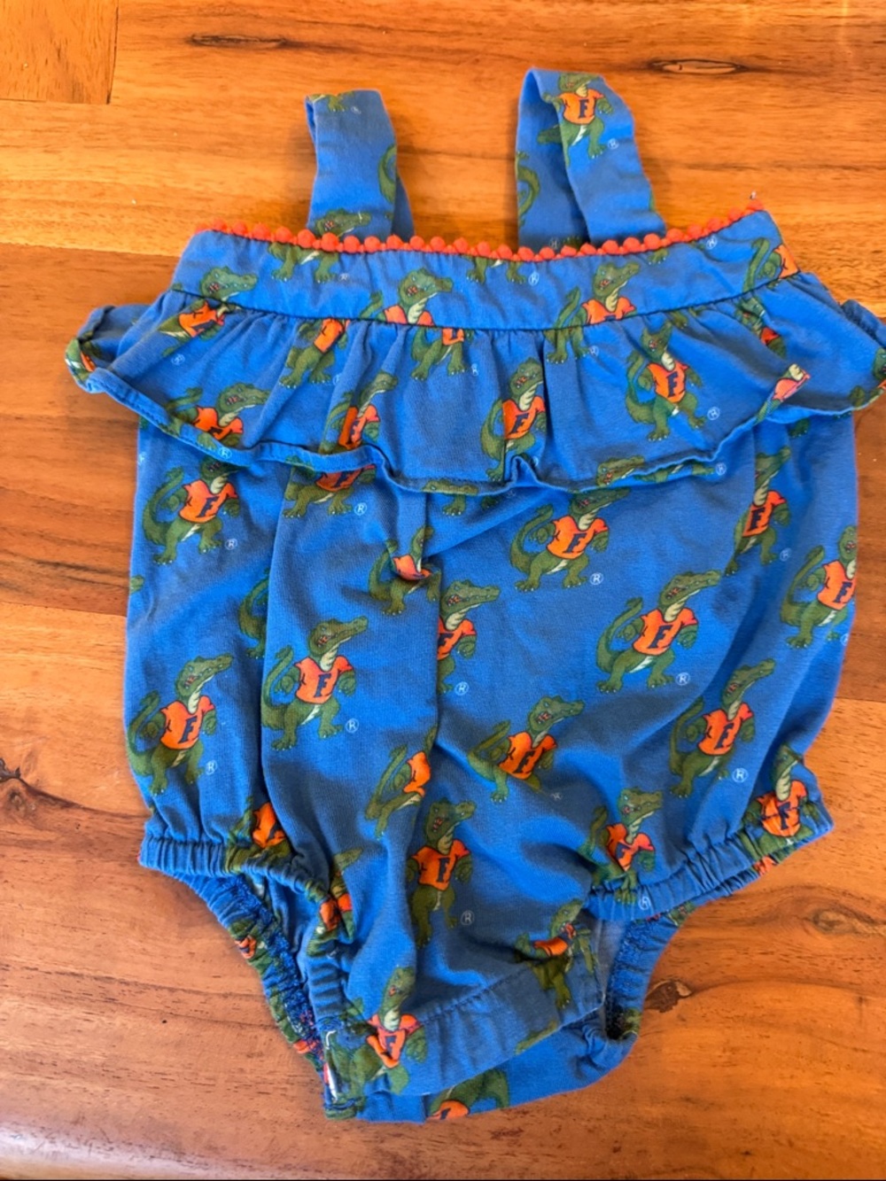 Blue University of Florida Alligator Print Girls' One-Piece Romper